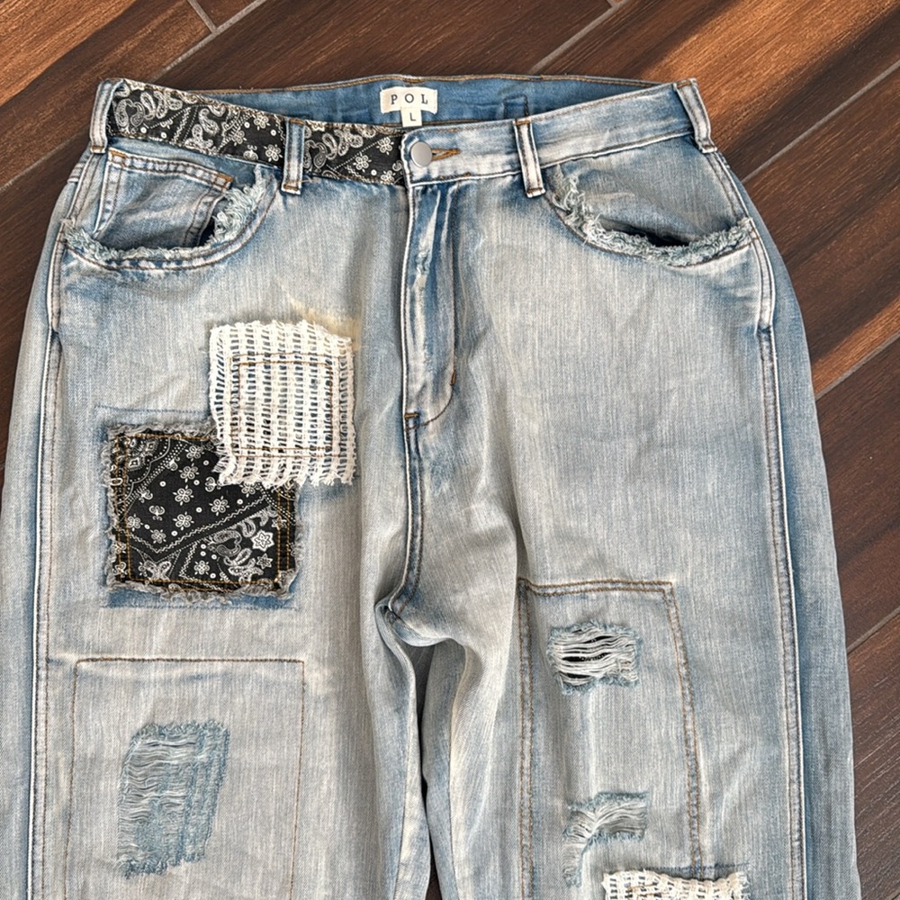 Pol Patchwork Detail Distressed Ankle Relaxed Fit… - image 7